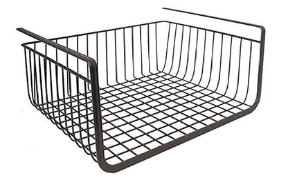 Go Hooked 16 Inch Under Shelf Basket Black Powder Coated Iron for Maximum Storage Efficiency Optimize Your Space for Kitchen and Pantry Home and Office Set of 2