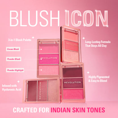 Makeup Revolution Blush Icon Palette - Aura Points Rose