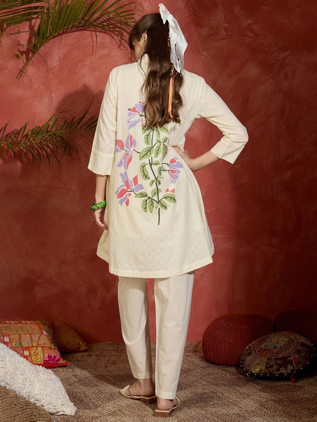 Dhiyona IE Printed Pure Cotton Shirt Collar Top With Trousers Co-Ords Set