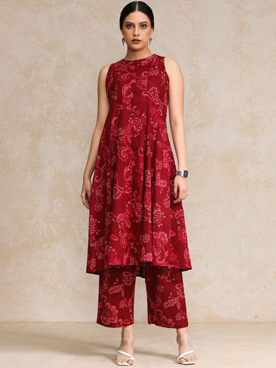 Indyancart VA Women's Ethnic Motifs Printed Regular Pure Cotton Kurta with Trousers