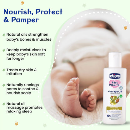 Chicco Baby Moments Massage Oil For Moisturised Skin, Nourished Hair & Scalp - Indyancart