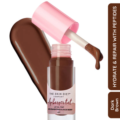 The Skin Diet Company Lip Barrier Tint To Hydrate & Plump Dry, Pigmented Lips - Deep Brew