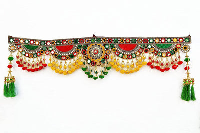 Toran Toranam Hanging Bandarwal for Main Entrance Door Pooja Room Wall Home Decoration Handmade Latest Vintage Traditional Multi Zula Pearl Beads (Type 1)