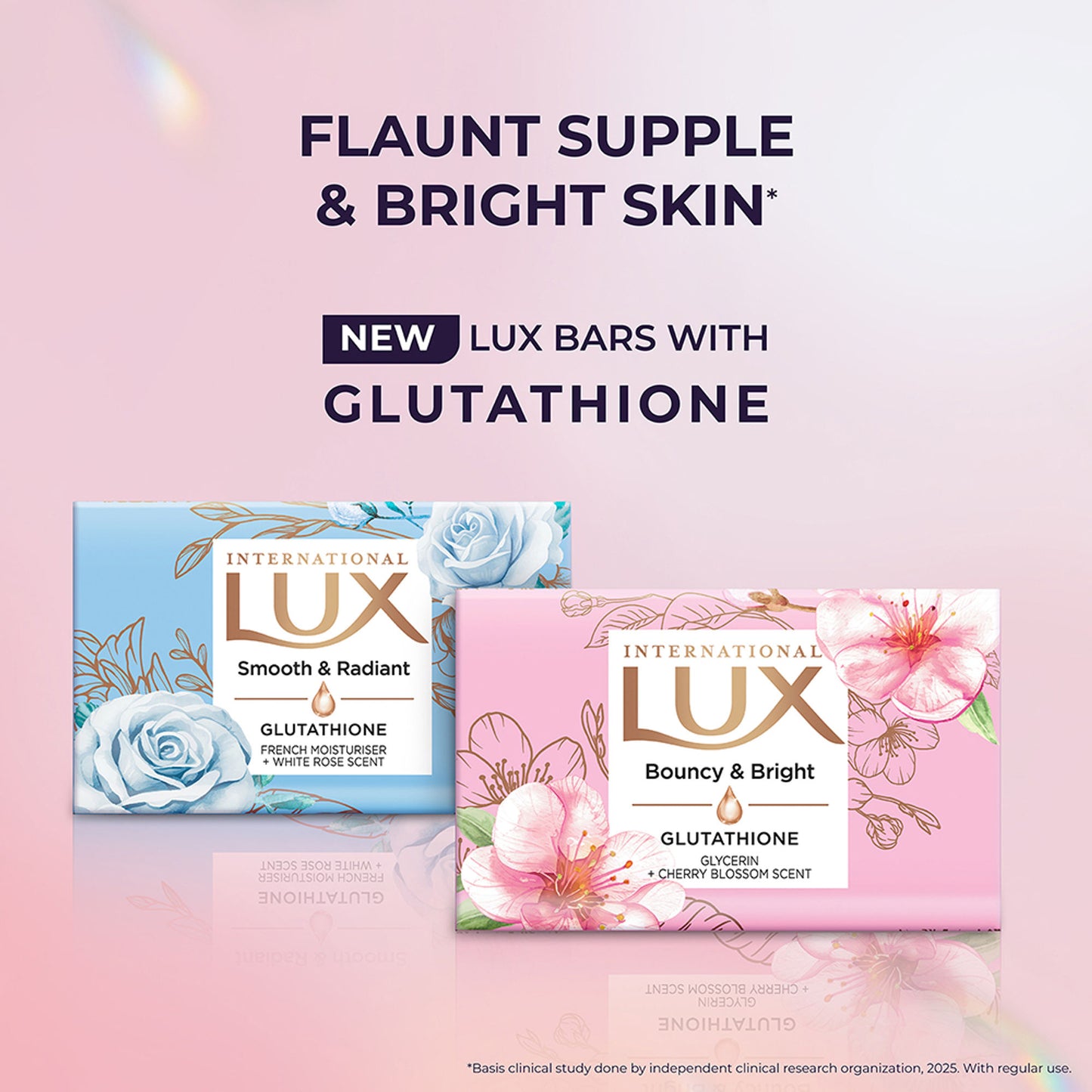 Lux International Bouncy & Bright Bathing Soap With Glutathione & Glycerin - Pack Of 4