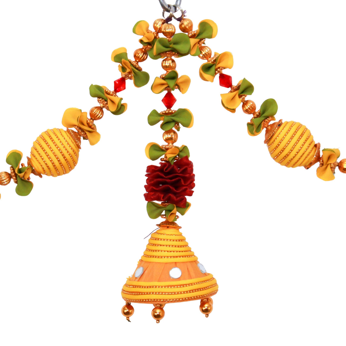 Jumka Doorway Flower toran, Hanging Golden Yellow Toran for Main Door Entrance, Reusable Thoran for Mandir & Living Room Dcor, Bandarwal for Festival Decoration (20x42 inch)