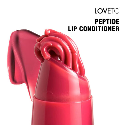 LOVETC Glaze Glam Etc Peptide Lip Conditioner in Think Pink, showing the smooth pink lip balm tube with a glossy finish.