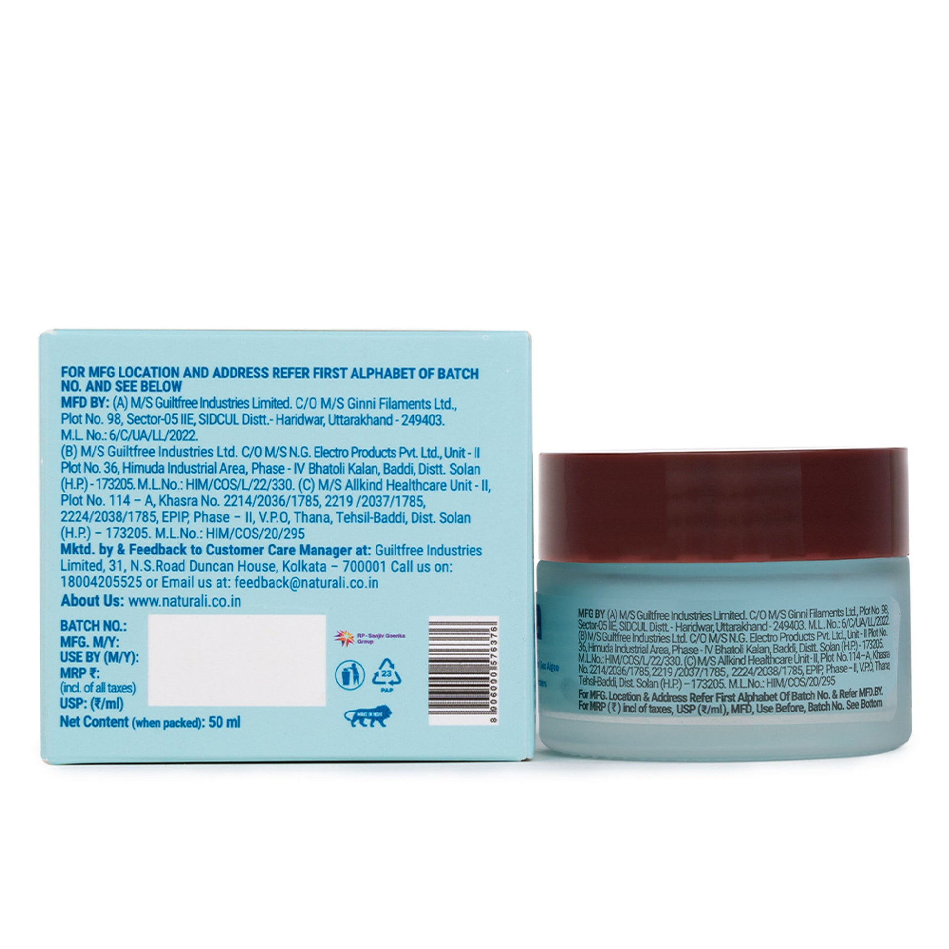 Naturali Aqua Hydrating Gel Moisturiser with Superfoods Earth Marine Water & Sea Algae