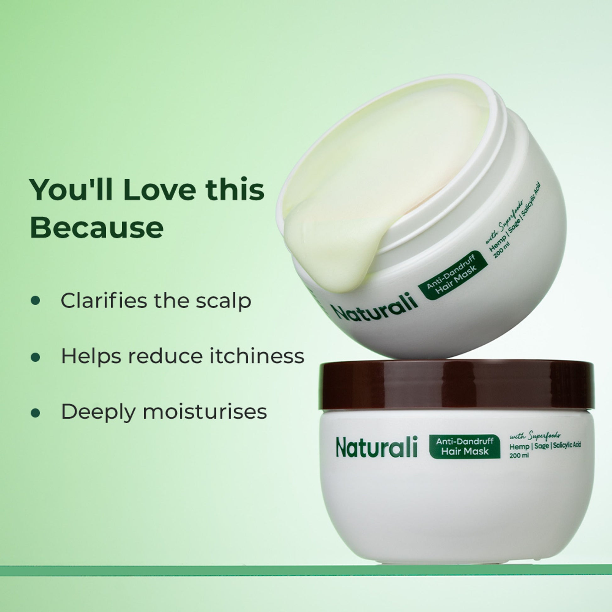 Naturali Anti-Dandruff Hair Mask With Hemp, Sage & Salicylic Acid