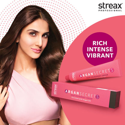 Streax Professional Argan Secrets Hair Colourant Cream - Flame Red - Light Golden Mahogany Brown 5.35