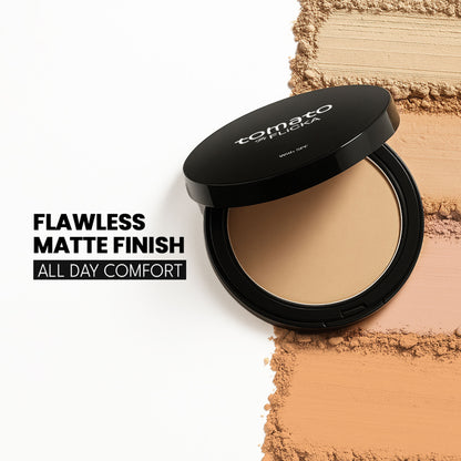 Flicka Tomato Compact Powder With Spf Matte Finish Lightweight & Shine Control - Caramel