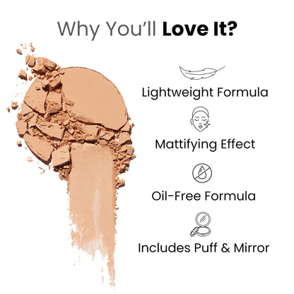 Flicka Tomato Compact Powder With Spf Matte Finish Lightweight & Shine Control - Ivory