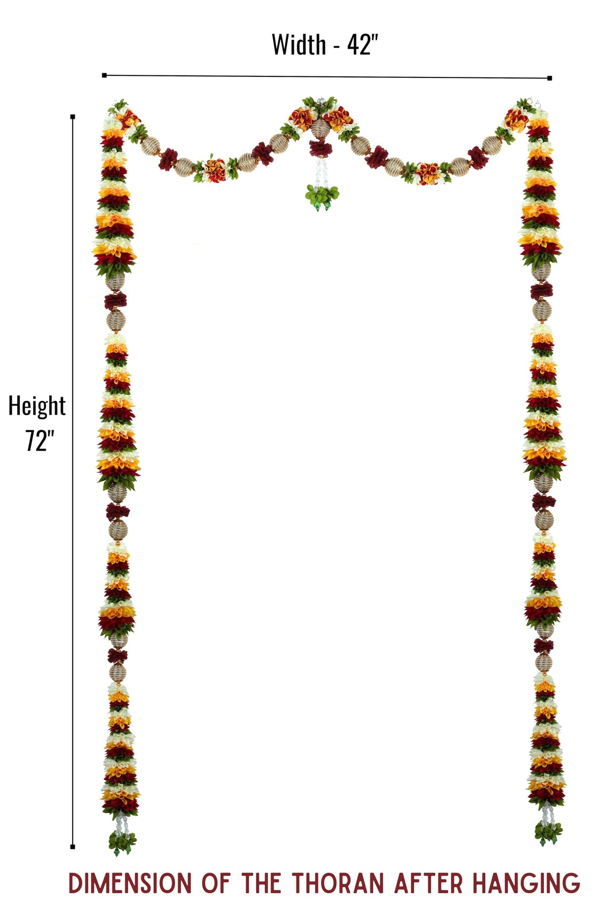 Toran for Main Door, Bandarwal for Festival, Pooja Mandir & Decoration, Handmade Traditional Flower Hanging for Door Entrance, Home & Office Decor (42 inches 72 inches)