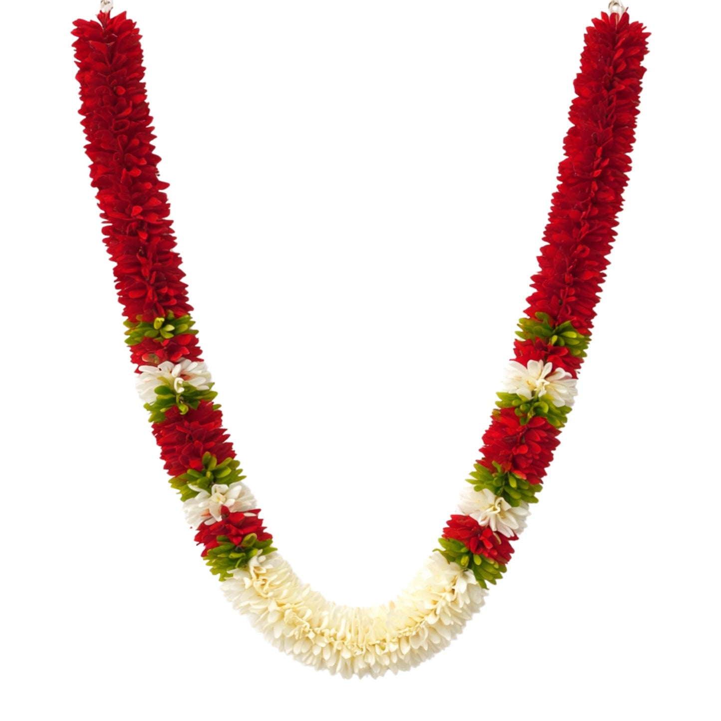 Flower Garland for Pooja Mandir Decoration, 40 Inches Hanging Mala for Photo Frame, Haar Mala for God Idols, Photo Frames of Loved Ones, Ancestors, Pitra & Pooja Room Décor (Red)