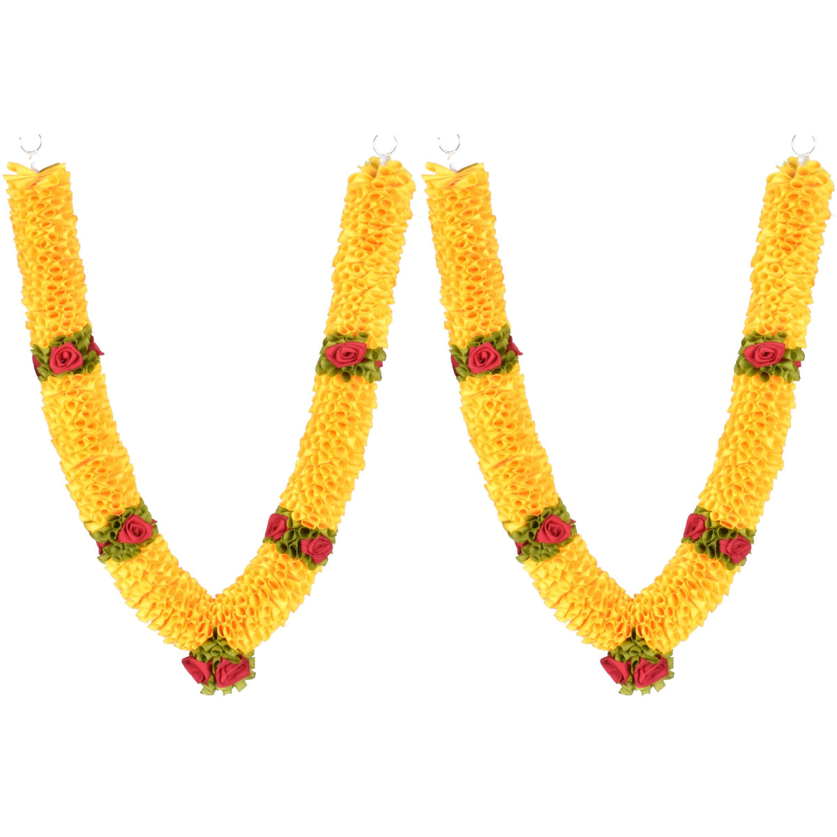Handcrafted Artificial Flower Garland, 30 Inches Garland for Photo Frame, God Idol, Home Décor, Ugadi, Sankranti, Varalakshmi, Diwali, Navaratri & Wedding (Yellow,Pack of 2)