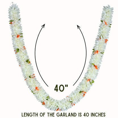 Garland for Photo Frame, Artificial Garland for Decoration,God Idol, Festivals, Home Decor, Varalakshmi, Diwali,Ugadi, Sankranti,Diwali Navaratri & Wedding (White)
