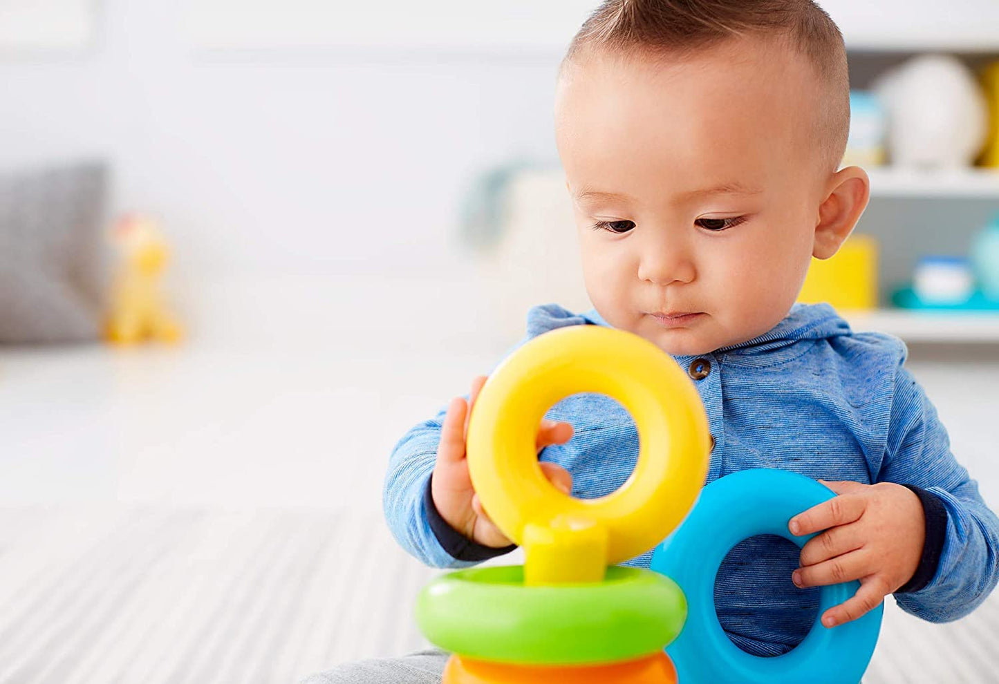 Fisher Price Rock-A-Stack - Classic Stacking Toy With 5 Colorful Rings - Indyancart