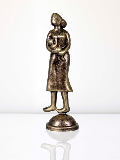 Niharika Collections Handmade Clay Terracotta Abstract Sculpture Feeding Mother Idol for Gifts and Décor (Metallic Golden)