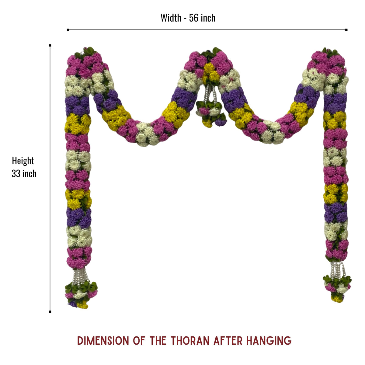 Cream & Pink Hanging Artificial Flower Toran for Main Door Entrance, Reusable Thoran for Pooja Mandir, Living Room & Home Décor, Bandarwal for Festival Decoration (56x33 inch)