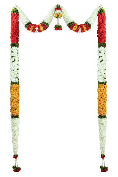 Toran for Main Door Entrance Rajnigandha with Roses Full Length Door Set Hanging,Bandarwal for Festival, Pooja Mandir & Wedding, Handmade Traditional Flower Hanging (72X32 inch)