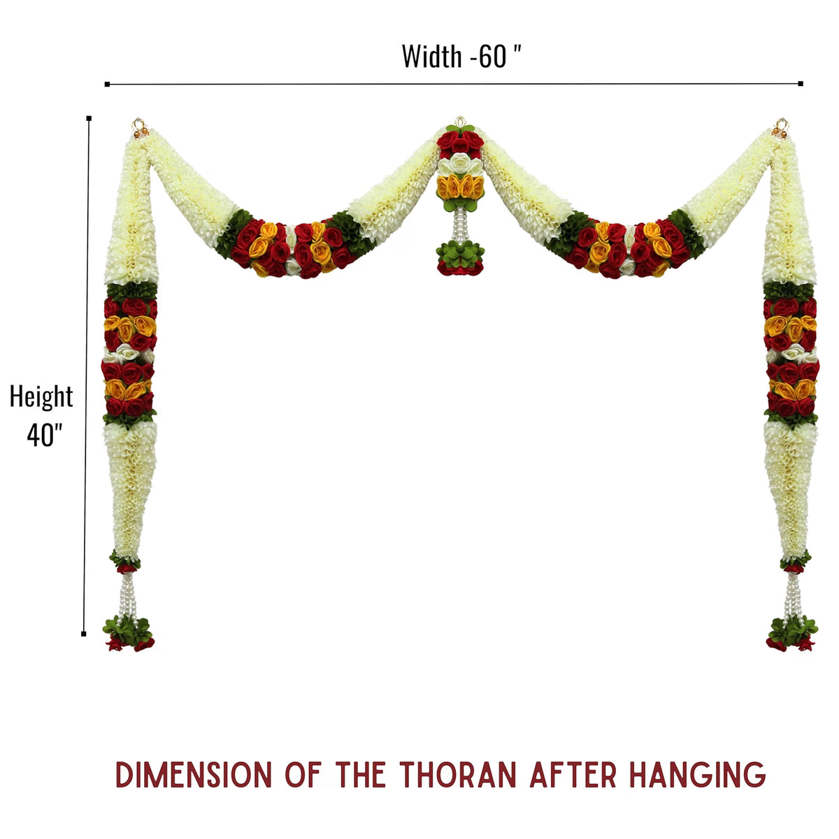 Toran for Main Door Entrance, Bandarwal for Festival, Pooja Mandir & Wedding, Handmade Traditional Flower Hanging for Home & Office Decor (White)