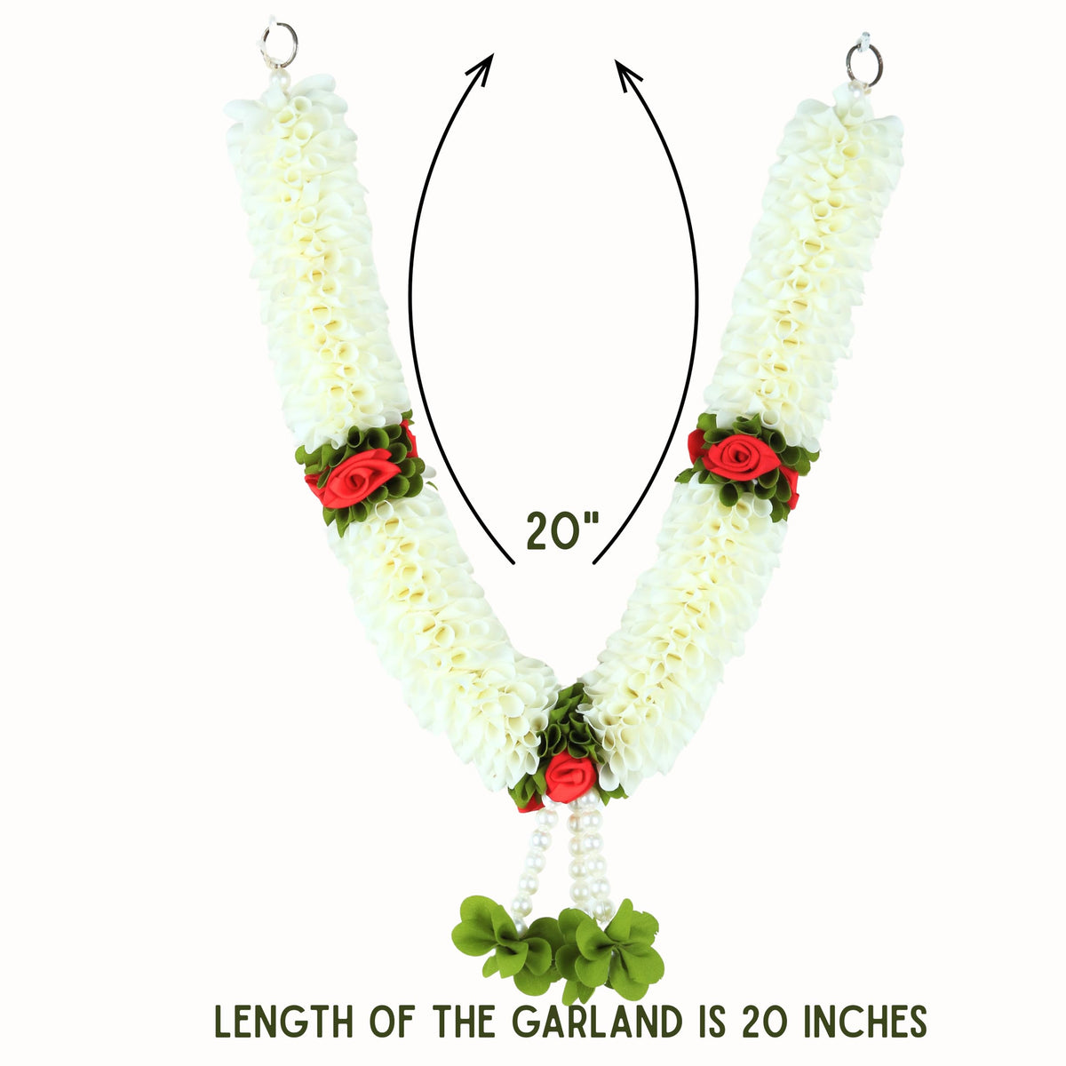 Handcrafted Artificial Flower Garland, 20 Inches Garland for Photo Frame, God Idol, Home Decor, Ugadi, Sankranti, Varalakshmi, Diwali, Navaratri & Wedding (Pack of 3)