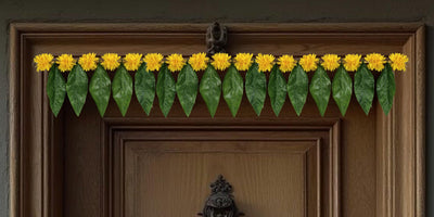 Toran for Main Door Entrance, Handmade Green Mango Leaf Toran, Traditional Bandarwal for Festival, Pooja, Wedding & Home Decor, Artificial Leaf Door Hanging (42 x 7 Inches)
