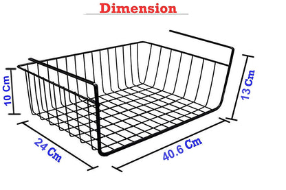 Go Hooked 16 Inch Under Shelf Basket Black Powder Coated Iron for Maximum Storage Efficiency Optimize Your Space for Kitchen and Pantry Home and Office Set of 2