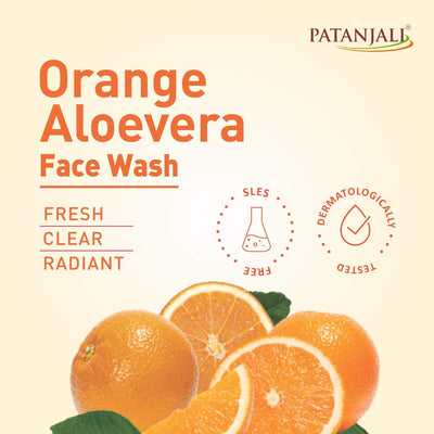 Patanjali Orange Aloevera Face Wash for Gentle Cleanser Removes Dirt Oil Refreshes Skin Natural Care for All Skin Types