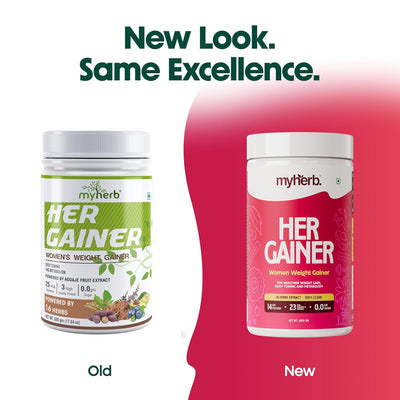 Myherb Women’s Weight Gainer, Her Gainer With 16 Herbs & Aguaje Fruit For Weight & Mass Gainer And Muscle Growth For Women