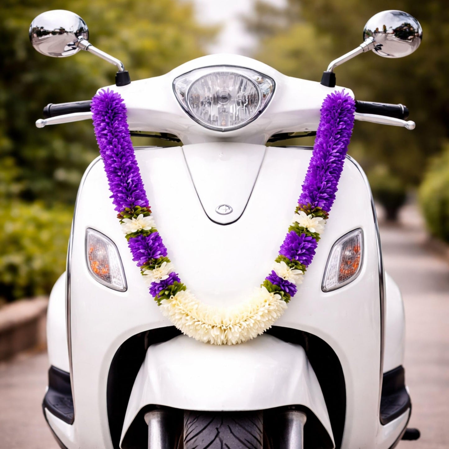 Flower Garland for Pooja Mandir Decoration, 40 Inches Hanging Mala for Photo Frame, Haar Mala for God Idols, Photo Frames of Loved Ones, Ancestors, Pitra & Pooja Room Décor (Purple)