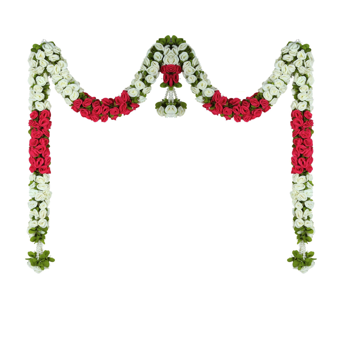 Toran for Main Door Entrance, Bandarwal for Festival, Pooja Mandir & Wedding, Handmade Traditional Flower Hanging for Home & Office Decor (42 inches 30 inches) Red