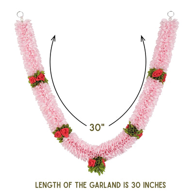 Artificial Garland for Home Decoration, 30 Inches Handcrafted Artificial Flower Garland for Sankranti Ugadi Varamahalakshmi Wedding Event, Diwali & Navaratri Festivals (Pink)