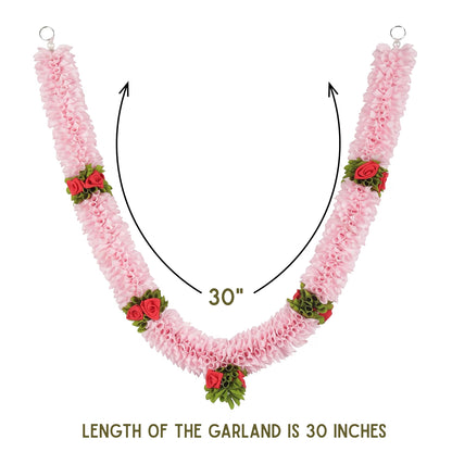 Artificial Garland for Home Decoration, 30 Inches Handcrafted Artificial Flower Garland for Sankranti Ugadi Varamahalakshmi Wedding Event, Diwali & Navaratri Festivals (Pink)