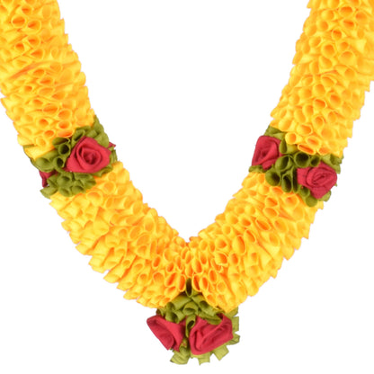 Handcrafted Artificial Flower Garland, 30 Inches Garland for Photo Frame, God Idol, Home Décor, Ugadi, Sankranti, Varalakshmi, Diwali, Navaratri & Wedding (Yellow,Pack of 2)