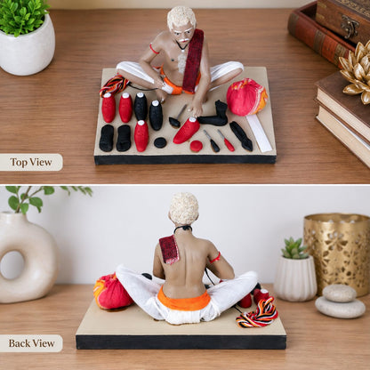Niharika Collections Krishnanagar Handmade Clay Brick Breaker Idol, Sitting Human Figure Miniature,Handcrafted Indian Art,Multicolour Home Décor, Golu Display & Gifting-15.2 x 10.2 x 10.2 cm