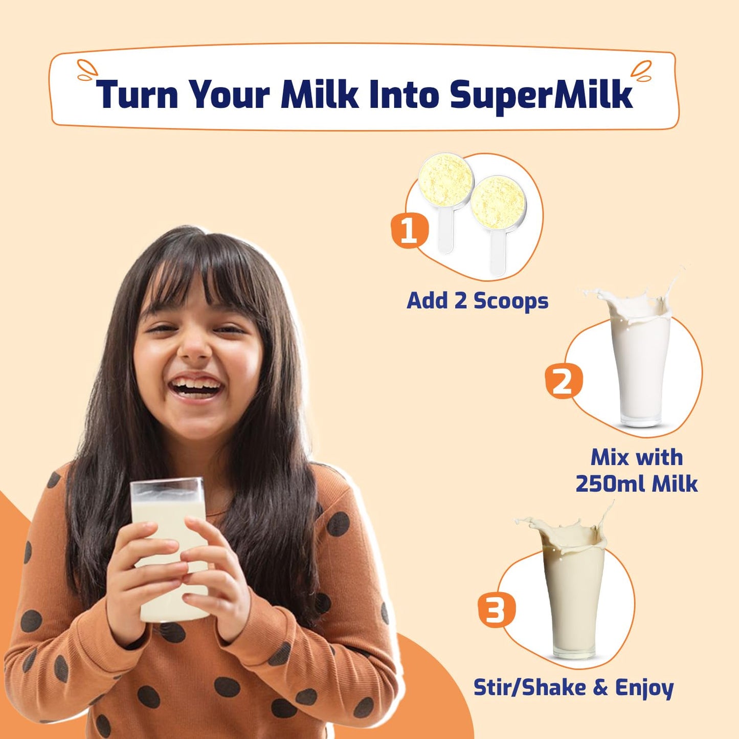 Gritzo SuperMilk Height+ (7-12y Girls), 10g Protein (Creamy Vanilla) - Indyancart