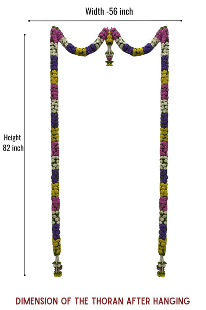 Multi Colour Hanging Artificial Flower Toran for Main Door Entrance, Reusable Thoran for Pooja Mandir, Living Room & Home Décor, Bandarwal for Festival Decoration (56x82 inch)