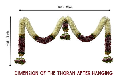 Artificial Flower Door Toran for Main Door Decoration, Golden Yellow & Maroon Floral Hanging Bandarwal for Home, Mandir, Wedding, Festival & Pooja Décor
