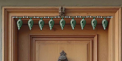 Toran for Main Door Entrance, Handmade Mango Leaf Toran, Traditional Bandarwal for Festival, Pooja, Wedding & Home Decor, Doorway Decorative Hanging (42 x 6 Inches, Green)