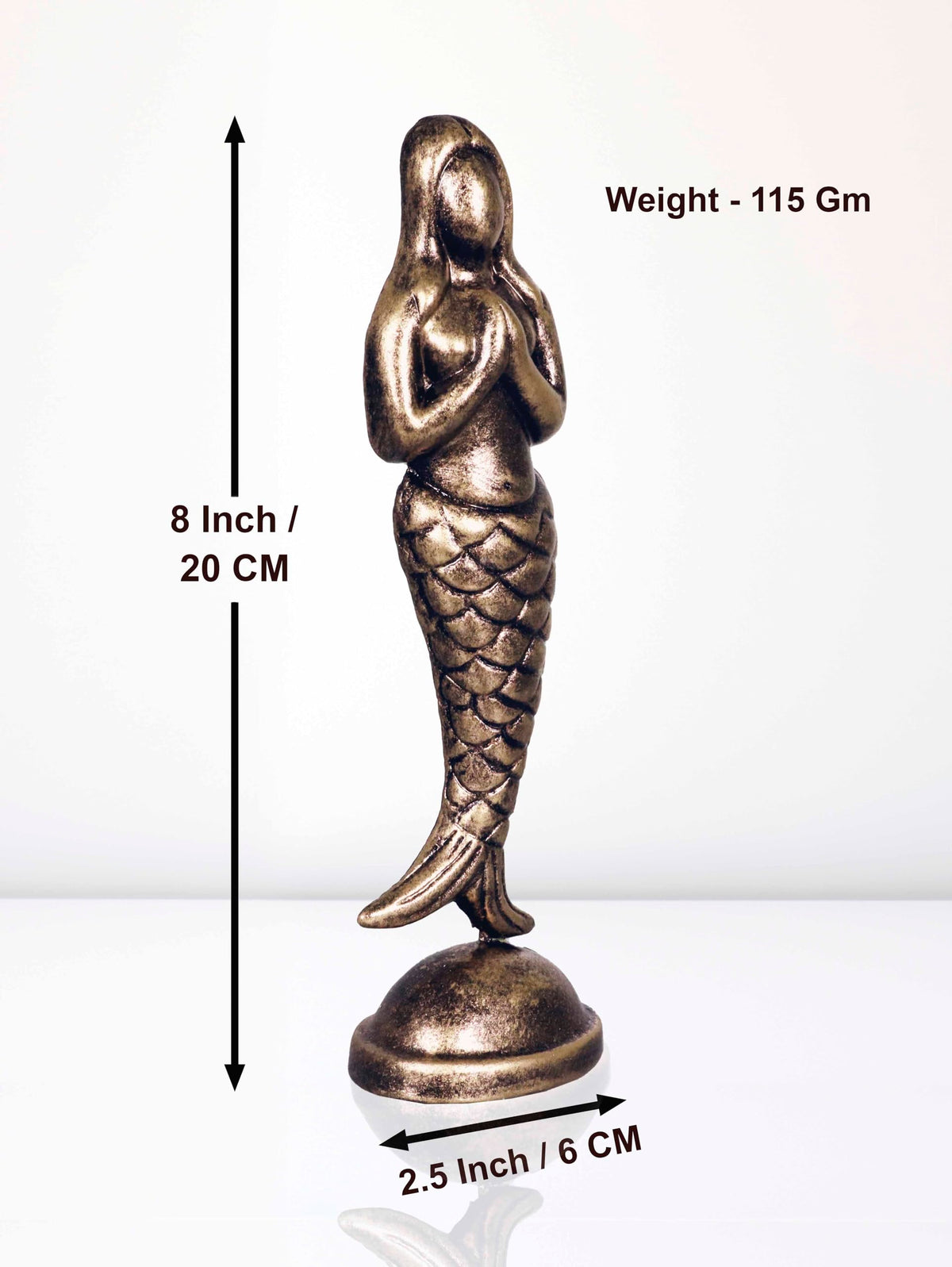 Niharika Collections Handmade Clay Terracotta Abstract Sculpture Matsya Kanya Idol for Gifts and Décor (Metallic Golden)