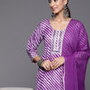 Indyancart VA Women's Leheriya Printed Mirror Work Pure Cotton Kurta with Trousers & With Dupatta
