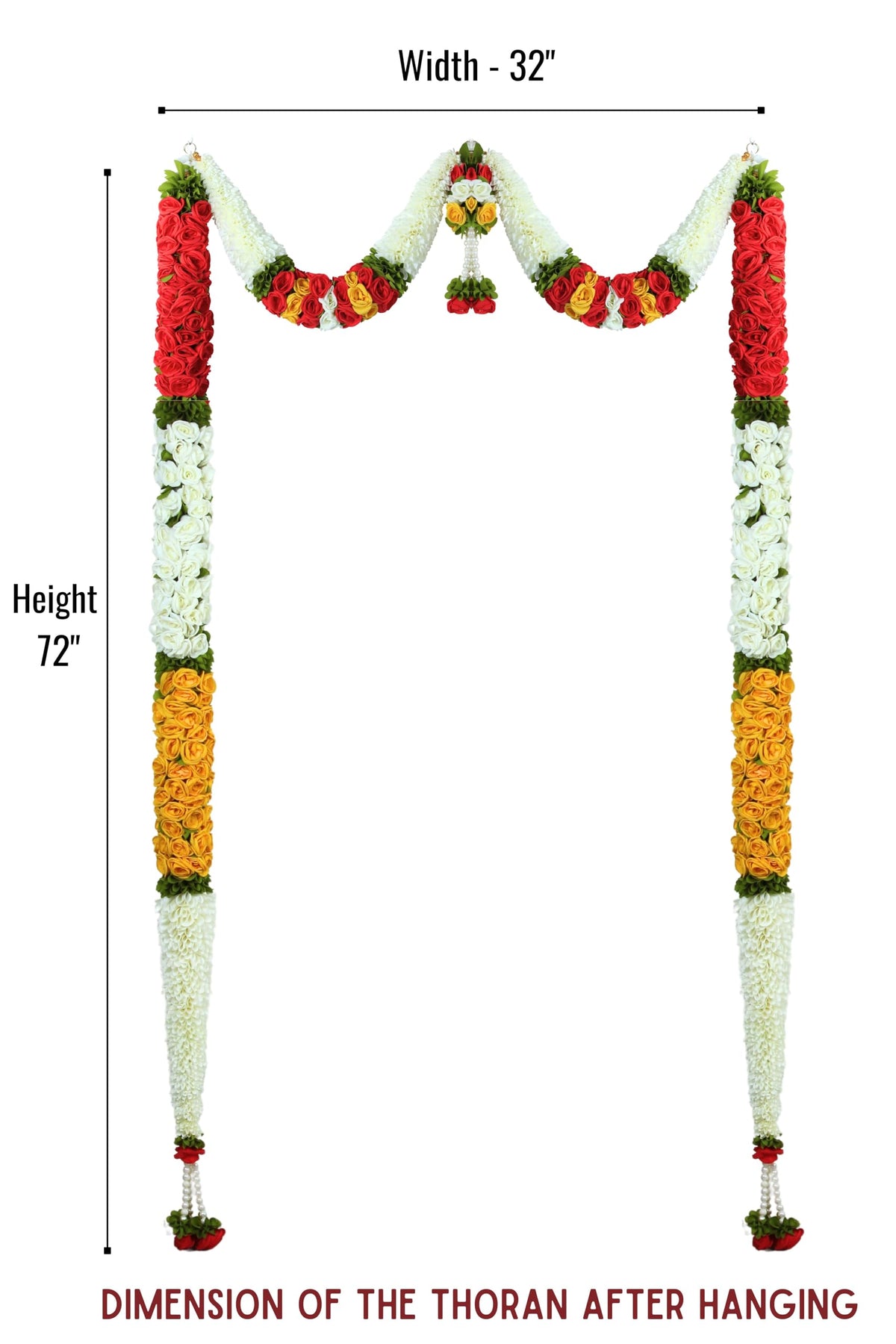 Toran for Main Door Entrance Rajnigandha with Roses Full Length Door Set Hanging,Bandarwal for Festival, Pooja Mandir & Wedding, Handmade Traditional Flower Hanging (72X32 inch)