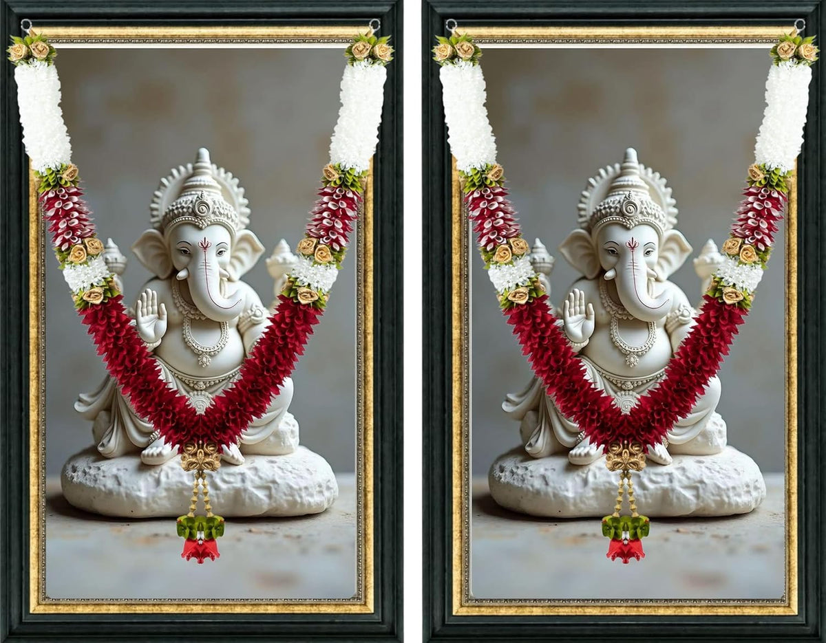 A Pair of Artificial Garland for Wedding, 50 Inches Handcrafted Artificial Flower Garland for Sankranti Ugadi Varamahalakshmi Wedding Event, Diwali & Navaratri Festivals (Maroon)
