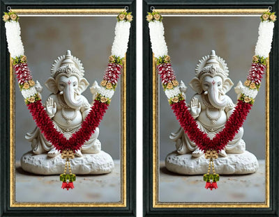 A Pair of Artificial Garland for Wedding, 50 Inches Handcrafted Artificial Flower Garland for Sankranti Ugadi Varamahalakshmi Wedding Event, Diwali & Navaratri Festivals (Maroon)