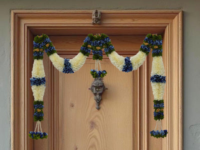 Orange & Green Hanging Artificial Flower Toran for Main Door Entrance, Reusable Thoran for Pooja Mandir, Living Room & Home Décor, Bandarwal for Festival Decoration (42x25 inch)