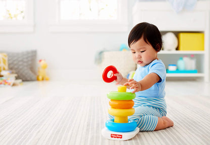 Fisher Price Rock-A-Stack - Classic Stacking Toy With 5 Colorful Rings - Indyancart