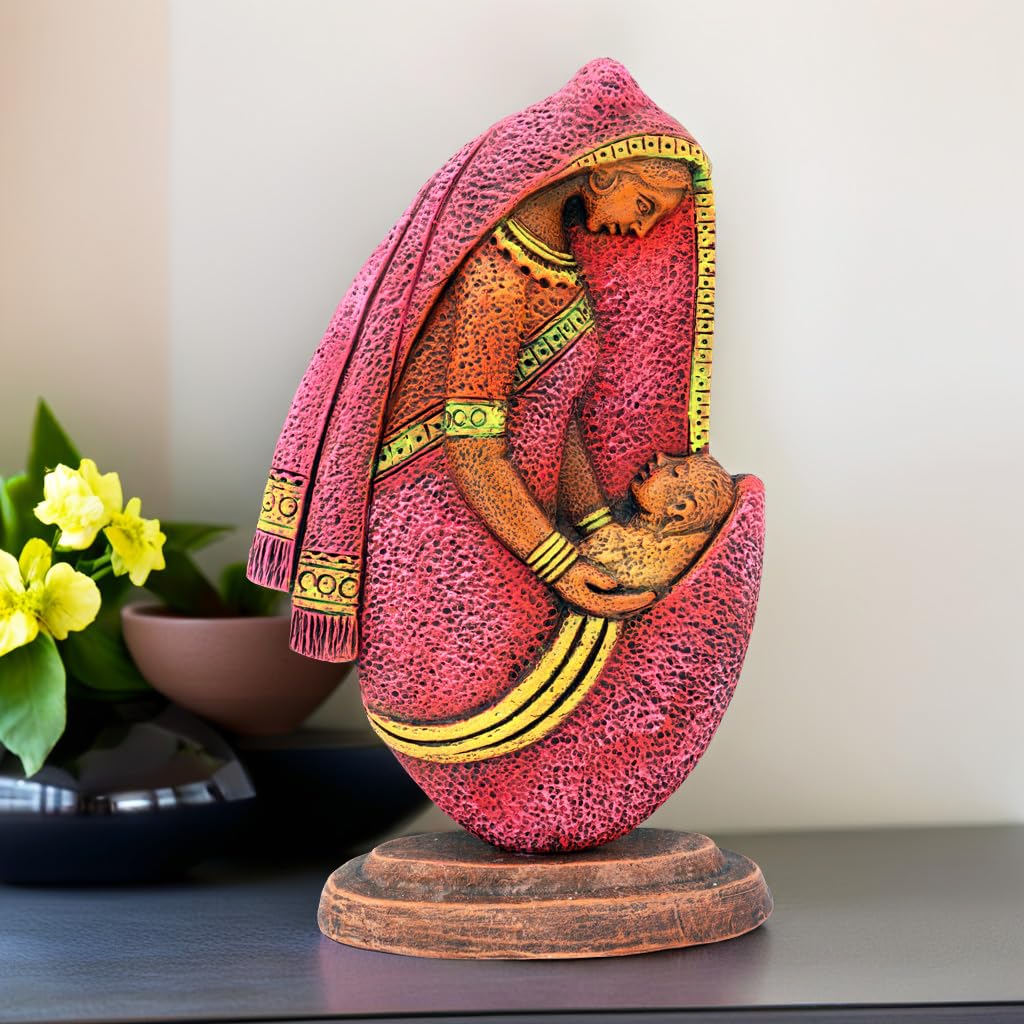 Niharika Collections Handmade Terracotta Clay Idol | Spiritual Vintage Style Statue |Musical Ganesha-Set of 6 -Orange Shade