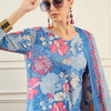 Dhiyona IE Floral Printed V-Neck Pure Cotton Straight Kurta With Trousers & Dupatta