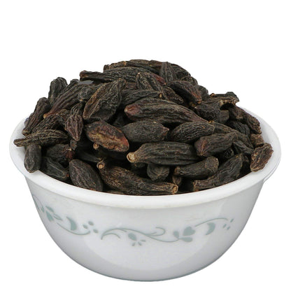 Yuvika Ayurvedic Harad Choti in black Himej, Terminalia Chebula, natural Myrobalan for traditional herbal health uses.