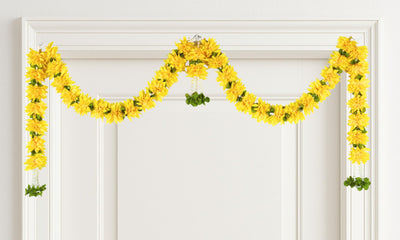 Toran for Main Door Entrance, Bandarwal for Festival, Pooja Mandir & Wedding, Handmade Traditional Flower Hanging for Home & Office Decor (40 inches 18 inches) Yellow